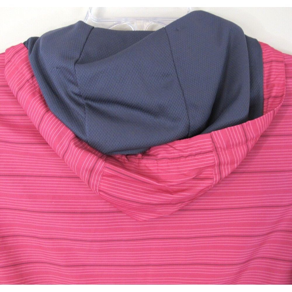 New Balance Full Zip Hooded Windbreaker‎ Jacket Women's Medium Pink Striped - Picture 7 of 9